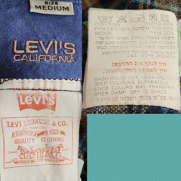 Levi's California VTG Yellow Plaid Wool Cotton Blend Shirt - Picture 4 of 4